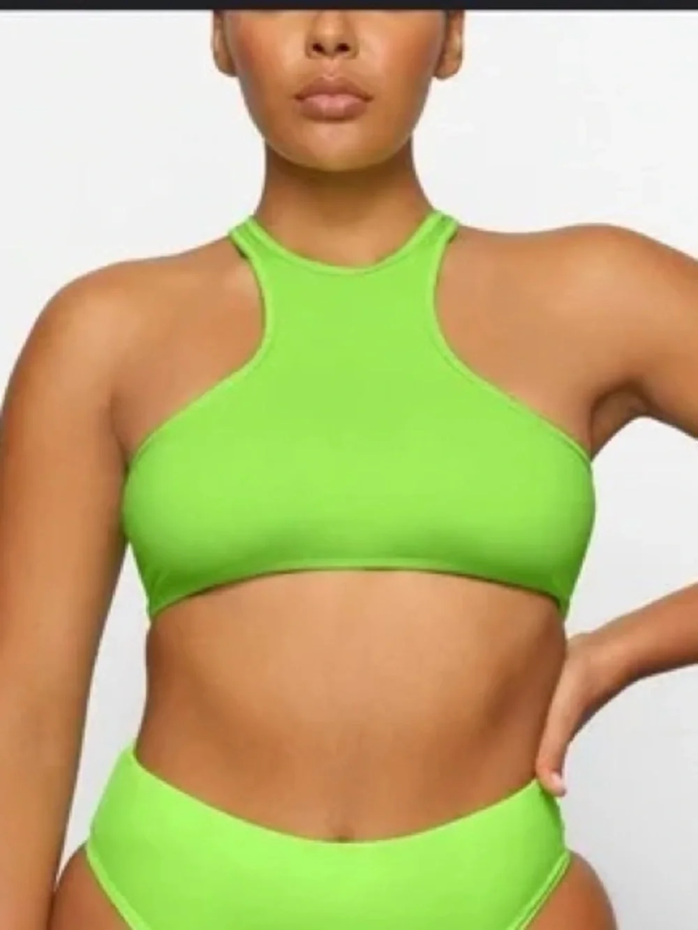 Skims Recycled Swim High Neck Racerback Top NWT Neon Green Size 2X